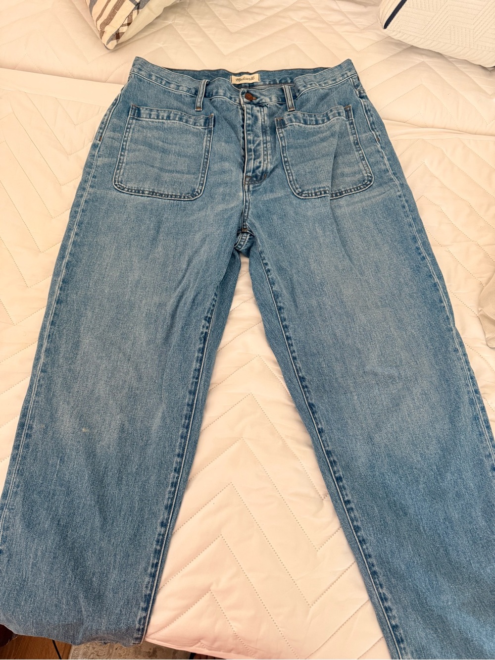 Madewell Light Blue Denim Dad Jeans with Front Patch Pockets